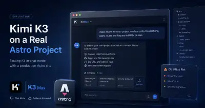 Kimi K3 Max analyzing cross-file Astro code, Content Collections, and legacy URL risks - XBSTACK