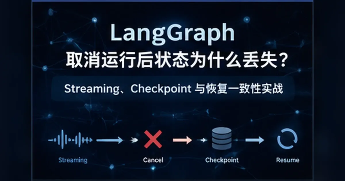 LangGraph 流式运行取消后,前端可见进度与 SQLite Checkpoint 状态不一致的实验示意
