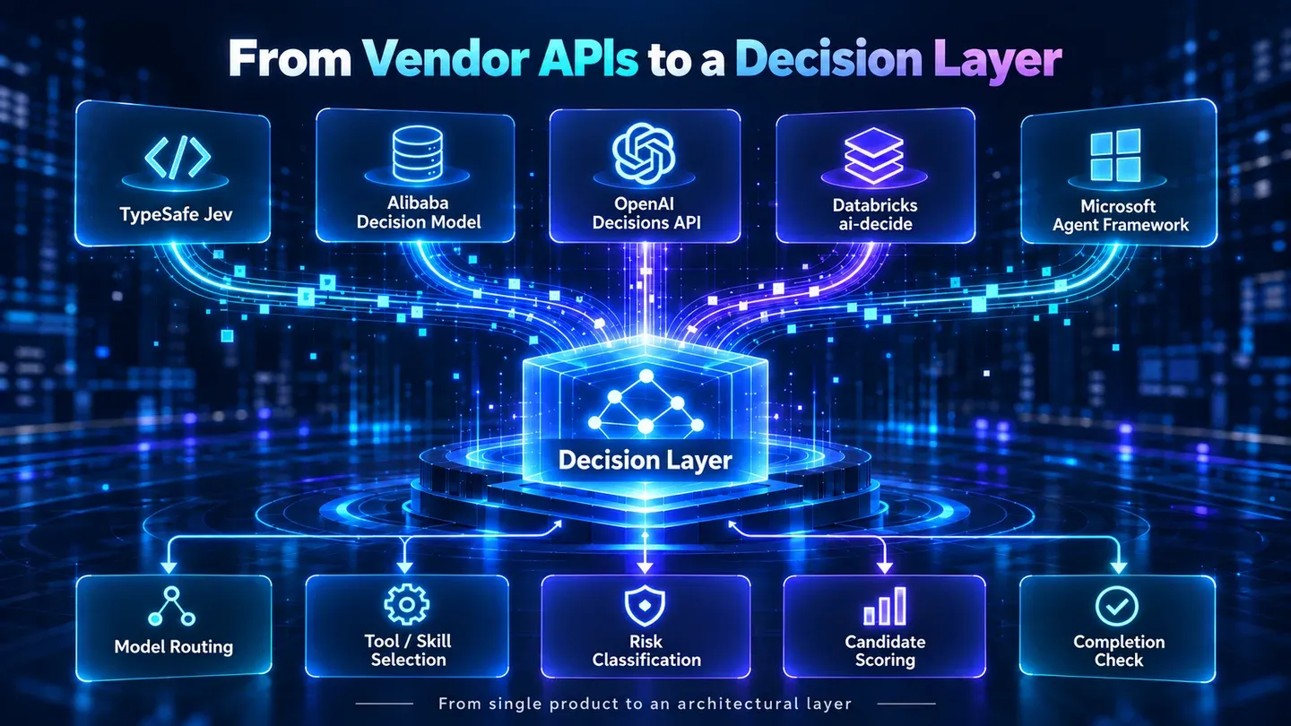 TypeSafe Jev, Alibaba Decision Model, OpenAI Decisions API, Databricks ai-decide and Microsoft Agent Framework converging on a Decision Layer
