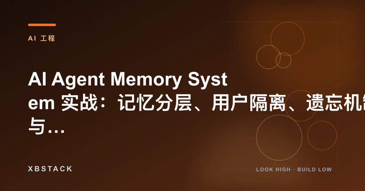 AI Agent Memory System 实战：记忆分层、用户隔离、遗忘机制与长期状态管理：AI 工程文章封面