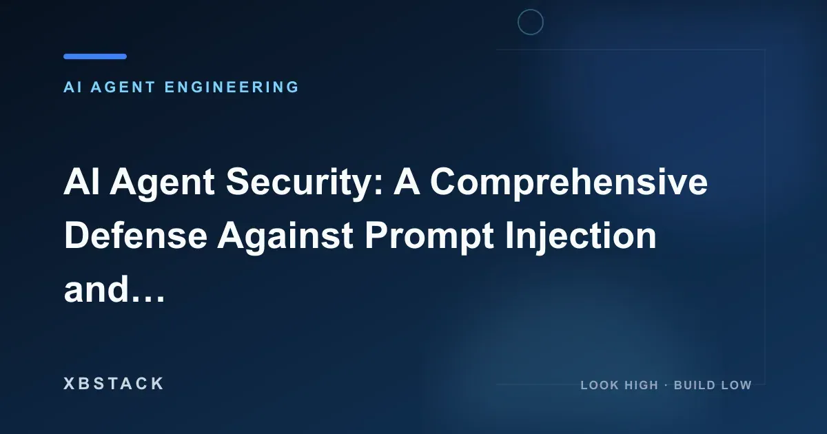 AI Agent Security: A Comprehensive Defense Against Prompt Injection and Tool Abuse: AI AGENT ENGINEERING article cover