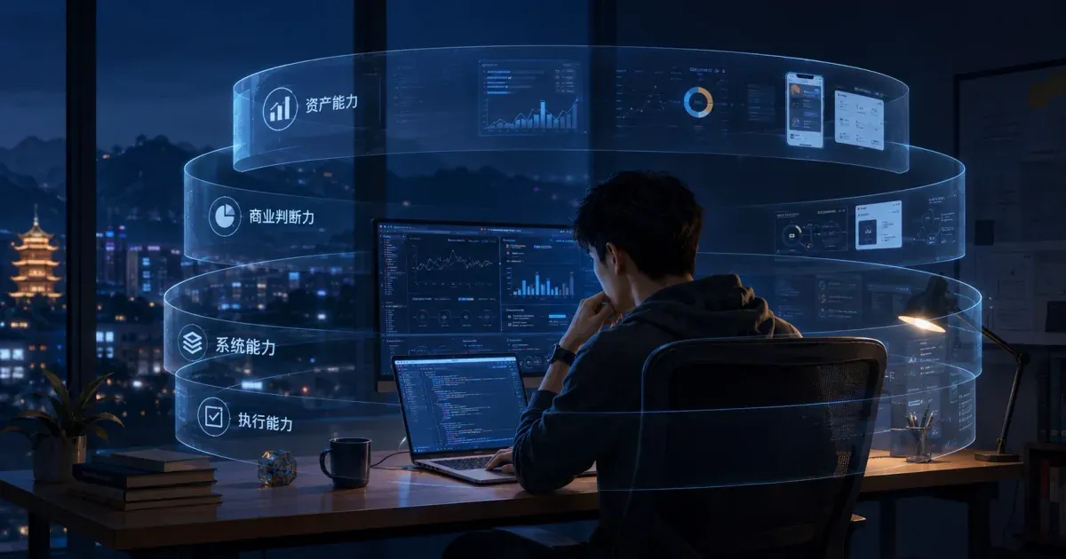 Under the AI employment shock, an independent developer audits the four layers of career safety: execution, systems, business, and assets