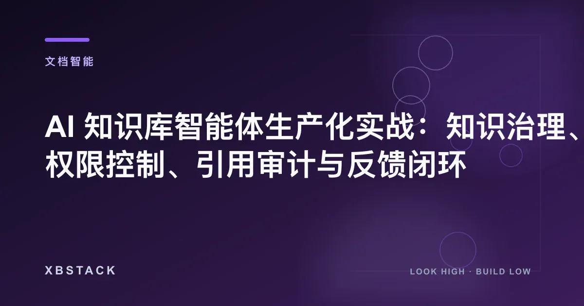 AI 知识库智能体生产化实战：知识治理、权限控制、引用审计与反馈闭环：文档智能文章封面