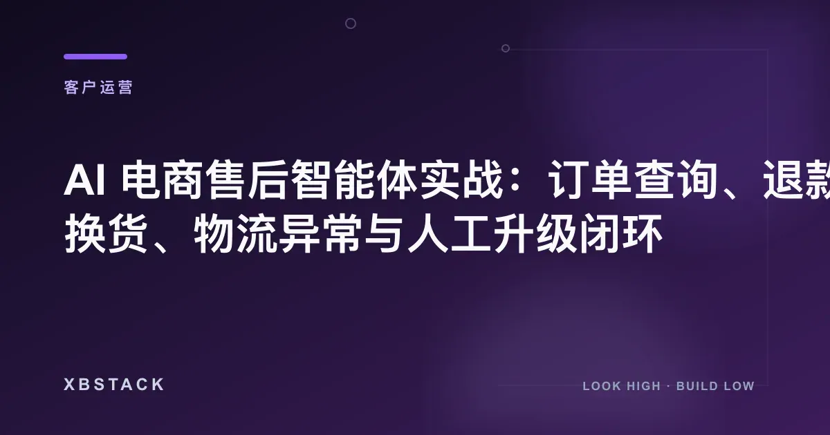 AI 电商售后智能体实战：订单查询、退款换货、物流异常与人工升级闭环：客户运营文章封面