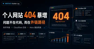 XBSTACK Personal Website 404 Traffic Surge Troubleshooting Review Cover, Displaying Cloudflare Logs, Astro Routing, and External Link Path Fixes - XBSTACK