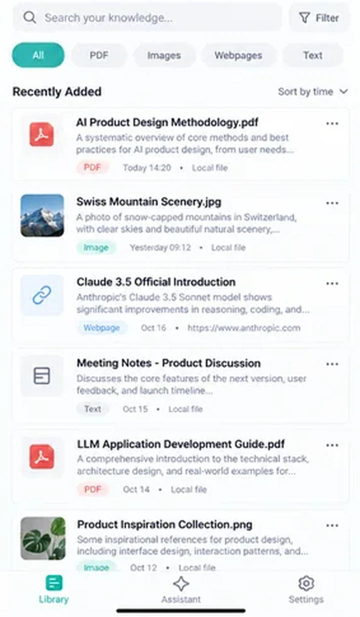 Recalia app interface